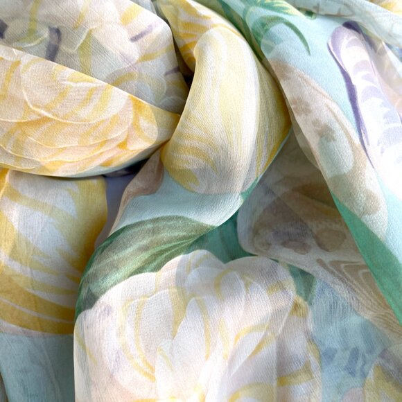 Vintage Gucci Floral Silk Chiffon Oversized Shawl Scarf - Picture 10 of 15